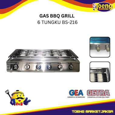 GETRA BS-216 Panggangan Gas BBQ [6 Tungku] / Kompor Pemanggang 6 Tungku Getra