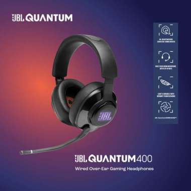 JBL Quantum 400 Over-Ear Gaming Headset with Surround DTS, Discord Certified Game Chat Dial & Voice Focus Boom Mic