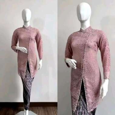 MtZ Set Kebaya Brukat Payet Lalisa / Kebaya Modern / Kebaya Ibu Besan / Kebaya Kondangan rosegold