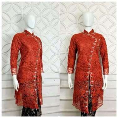 MtZ Set Kebaya Brukat Payet Lalisa / Kebaya Modern / Kebaya Ibu Besan / Kebaya Kondangan teracota