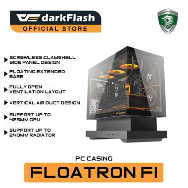 darkFlash FLOATRON F1 M-ATX PC Casing [NO FAN] / Casing PC Tanpa Fan Putih