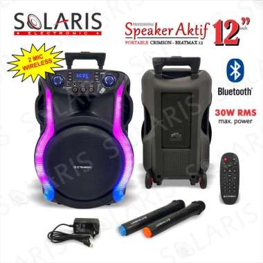 Speaker Aktif Portable 12 inch Crimson CR-12 Beatmax 12 RGB TWS Bluetooth Mic Wireless