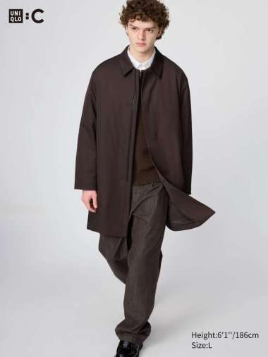 UNIQLO C CLARE WAIGHT KELLER CWK PUFFTECH Mantel Pendek Half Coat WINTER Pria DARK BROWN M