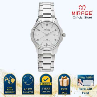 Mirage Jam Tangan Pria Analog 8868 M Silver Original Stainless Plat Putih