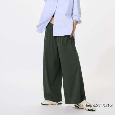 UNIQLO Celana Rok Kulot Katun Washed Cotton Skirt Pants Wanita Dark Green S