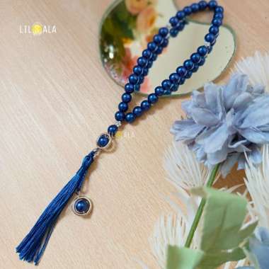 Tasbih Mutiara 33 Butir Cantik dengan Tassel – Souvenir Dzikir Islami Elegan Navy