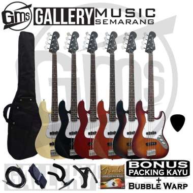 Bass Elektrik Fender Jazz Bass Gitar Bass Listrik Fender Jazz Bass PAKET C Sunbrust Hitam