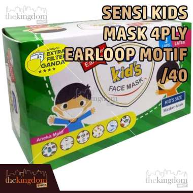 Sensi Kids Mask 3ply Earloop Motif Isi 40 Masker Medis Anak Disposable 3 Lapis