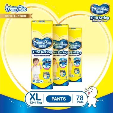 [3 Pcs] Mamypoko Pants X-tra Kering Popok Celana XL-26