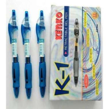 [LUSIN] PEN GEL KENKO K1 / PULPEN KENKO CETEK Biru