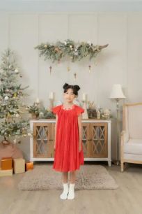 Pastel Kidswear Pleats Merah - Dress Anak Perempuan