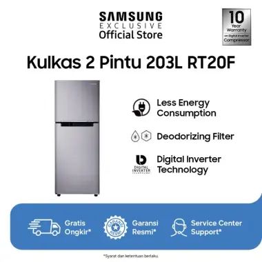Samsung Kulkas 2 Pintu 203L | Hemat Energi | Filter Penghilang Bau | RT20FARWDSA/SE [FBB]