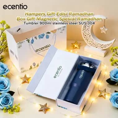 ecentio Special Gift Kado tumbler Stainless Vacuum 900ml Thermos Botol minum besar - Navy