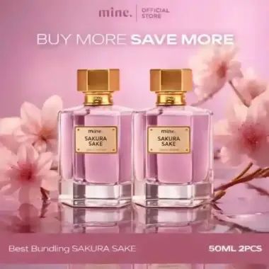 Mine Perfumery Double Pack Sakura Sake - 2 x 50 ml Eau De Perfume | Parfum Elegan Korea Jepang Wangi Floral Bunga Dan Buah