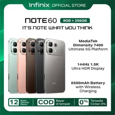 Infinix Note 60 8/256GB - Up to 16GB Extended RAM - Dimensity 7400 Ultimate - 6.78” 1.5K Amoled - 50MP - 6500 mAh - NFC
