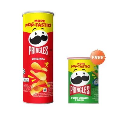 PROMO - BUY 1 Pcs Pringles Original 102g GET FREE 1 Pcs Pringles Sour Cream Onion 42g