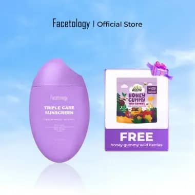 [Free Honey Gummy varian single] Facetology Triple Care Sunscreen SPF 30 PA++++ 30ML - Tabir Surya Ringan Bantu Proteksi dan Melembabkan Kulit