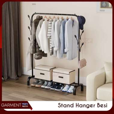 Stand Hanger Gawang Besi Kuat Putih Hitam Butik Bazar Display Gawangan Hitam
