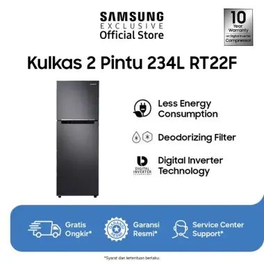 [Super Sale] Samsung Kulkas 2 Pintu 234L | Hemat Energi | Filter Penghilang Bau | RT22FARBDB1/SE