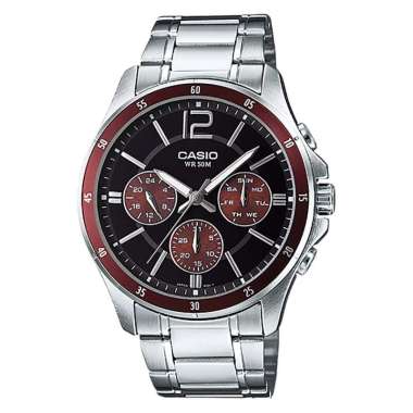 Jam Tangan Pria Casio General MTP-1374D-5AVDF Enticer Men Dual Tone Dial Stainless Steel Band Silver