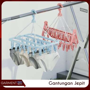 Jemuran Baju Bayi Jepit 32 Jepitan Impor Capit Kaos Kaki Celana Dalam Bra Model Kotak ABU
