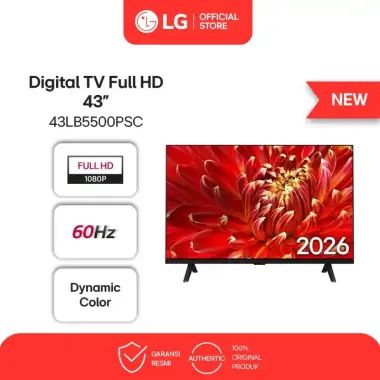 LG Digital TV 43 inch FHD 1080p 2026 - Dynamic Color - 60 Hz Native Refresh Rate - Direct LED - Down Firing Speaker 1 Year - Model 43LB5500PSC