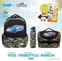 Skoola Tas Sekolah Anak SD Botol Minum Tas Bekal Dan Tas Bekal Perempuan Laki Set BPA FREE - Finzou Ranzou Sora