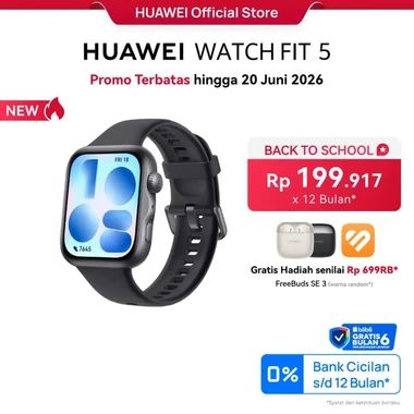 【BARU | Diskon s/d 700RB】HUAWEI WATCH FIT 5 Series | Titanium* | Studi Risiko Diabetes & ECG* | Olahraga Outdoor Tingkat Lanjut*