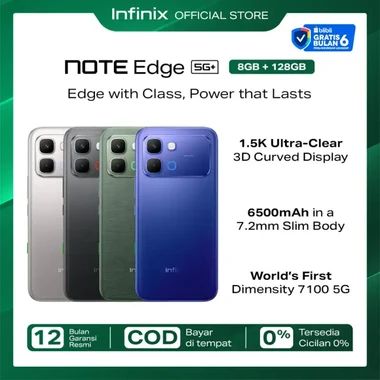 Infinix Note Edge 5G+ 8/128GB - Up to 16GB Extended RAM - Dimensity 7100 5G - 6.78” 3D Curved Amoled - 50MP - 6500 mAh - NFC