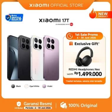 Xiaomi 17T (12GB+512GB) | Kamera telephoto periscope Leica 5x | Baterai 6500mAh (typ) | Layar eye-care 6,59” 120Hz | MediaTek Dimensity | 67W Charger