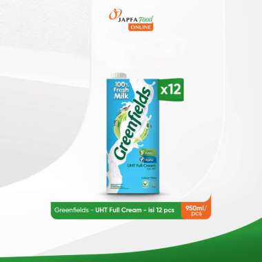 Greenfields Susu UHT Full Cream 950ml - Isi 12 pcs - 100% Fresh Milk dari Greenfields Farm