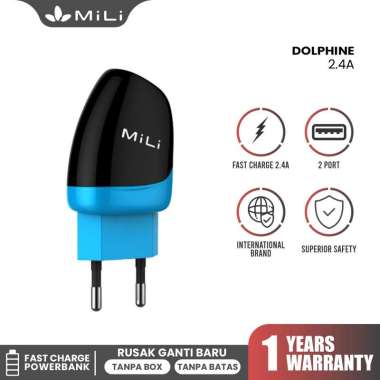 MiLi Dolphin Usb Charger Dual Output - Putih