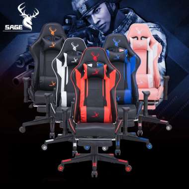 SAGE Premium Quality Gaming Chair bangku Kursi 180 derajat SG-818 ORIGINAL PUTIH