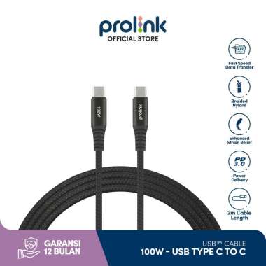 Prolink Charger Cable 100W Kabel Data Tipe C to C 480 Mbps
