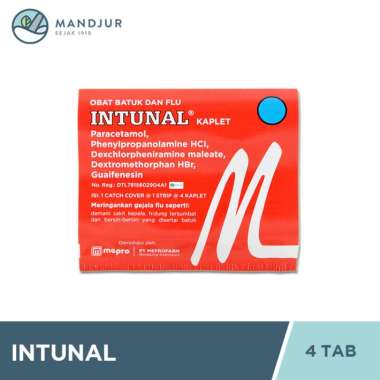 Intunal 4 Kaplet - Pereda Gejala Flu, Hidung Tersumbat, dan Bersin-bersin