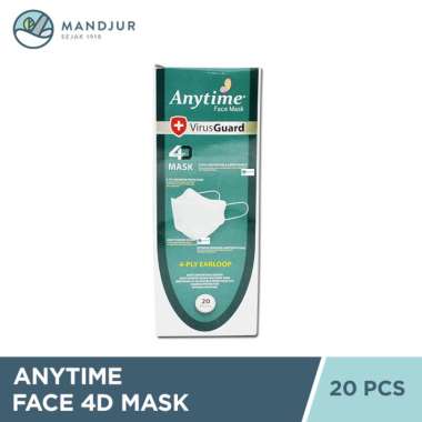 Anytime Convex Masker 4D Isi 20 Pcs - Masker Convex Anytime Earloop