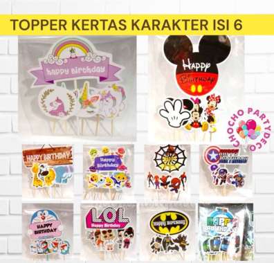 (6pc) Topper unicorn topper mickey minnie baby shak lol spiderman avengers pony tayo bts21 blackpink