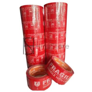 Lakban Fragile merah jangan dibanting security seal murah
