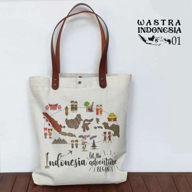 Totebag Canvas oleh oleh Indonesia Tas Souvenir Wastra Indonesia Wastra IND 01