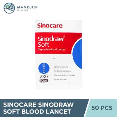 Sinocare Sinodraw Soft Blood Lancet 28G 50 Pcs - Jarum Lancet Steril
