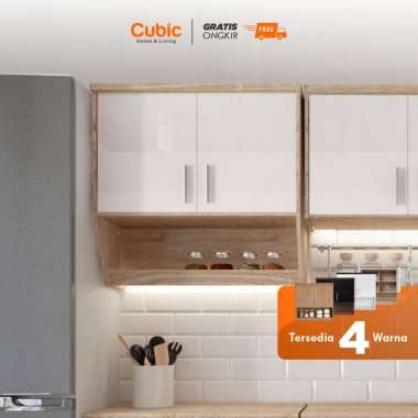 Cubic Kitchen Set 2 Pintu Minimalis / Rak Atas Dapur / ELENA AVE KSA 2P - Putih / Hitam Wahana Teak