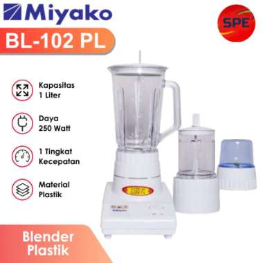 BLENDER PLASTIK MIYAKO KAPASITAS 1 LITER BL-102PL / BL102PL GARANSI RESMI (MEDAN)
