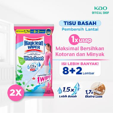 Magiclean Wiper Wet Sheet Tisu Basah Pembersih Lantai [8 Sheets] Isi 2 Pcs