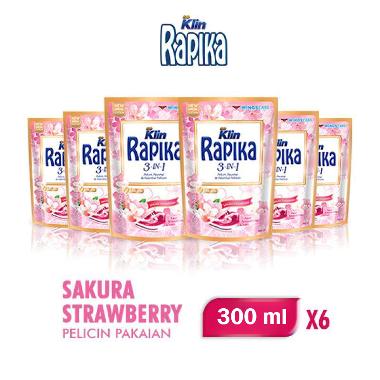 Rapika Sakura Strawberry Pelicin Pakaian Pouch 300 mL [6 Pcs]