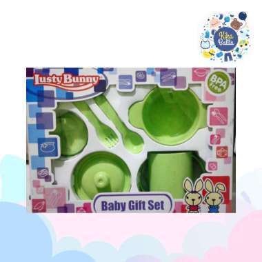 AQ0701 Lusty Bunny Feeding Set Paket Perlengkapan Alat Makan Bayi Isi 6 Pcs Warna Permen (LB1423) Hi