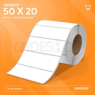 LABEL BARCODE Uk. 50 X 20 (1 LINE) SEMICOATED 50X20 MM PUTIH