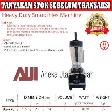 Getra KS -778 Heavy Duty Blender On Stop 6 Jam Operasi - Garansi 1 Thn