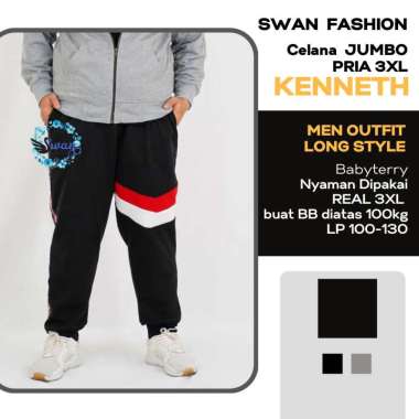 Celana Jogger Pria Jumbo Size Kenny Panjang / Joger Pants Big Size - SWAN XXXL Hitam