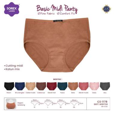 Sorex CD Wanita Basic Midi Celana Dalam Katun Mix CD 1178 M
