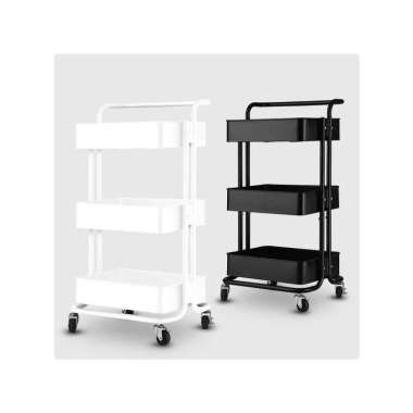 Goto Raska Rak Susun Troli Tingkat Tempat Penyimpanan Dapur Kamar Black